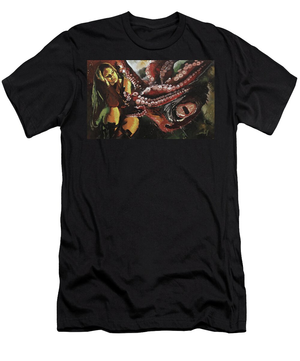 Cthulhu T-Shirt featuring the painting The Return of the Ancient by Sv Bell