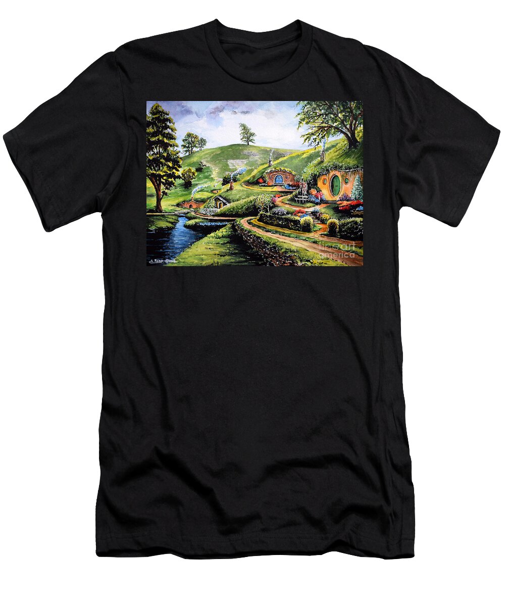 The Shire T-Shirt featuring the painting The Shire by Andrew Read