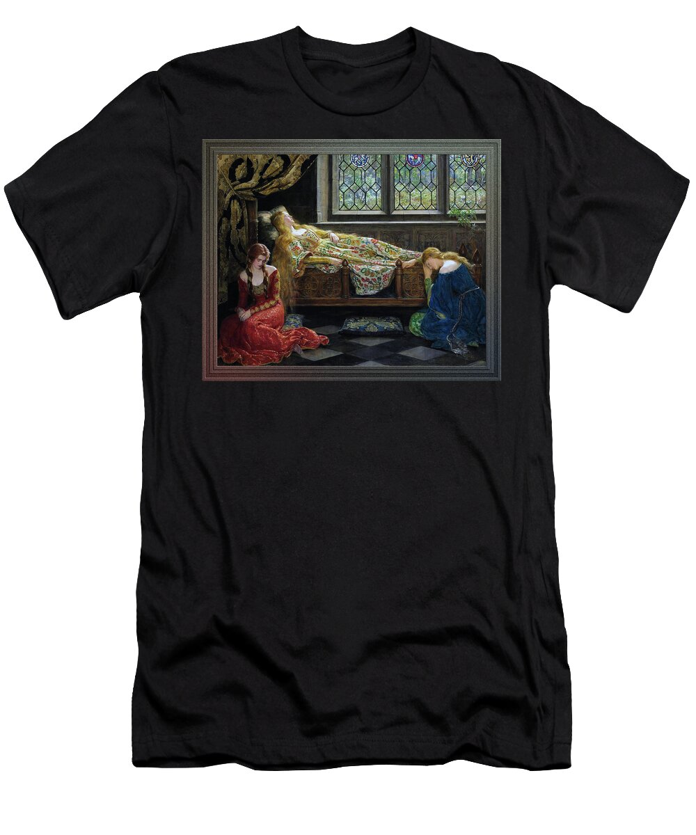 The Sleeping Beauty T-Shirt featuring the painting The Sleeping Beauty by John Collier by Rolando Burbon