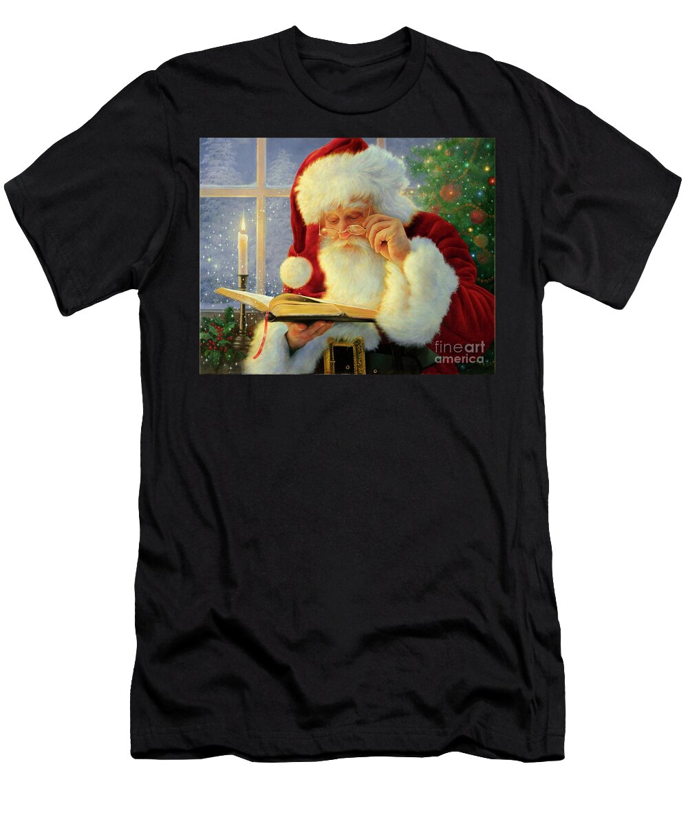 Santa T-Shirt featuring the painting The Story of Christmas by Greg Olsen