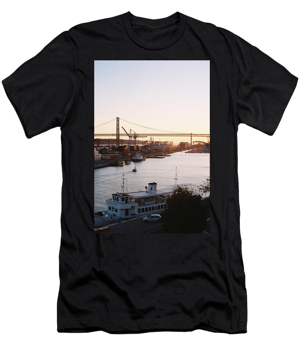 Cityscape T-Shirt featuring the photograph The sun going down on the bay by Barthelemy de Mazenod