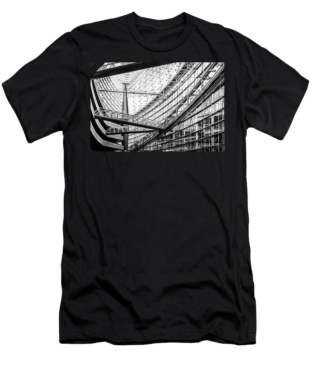 Tokyo International Forum T-Shirt featuring the photograph The Tokyo International Forum black and white by Lyl Dil Creations