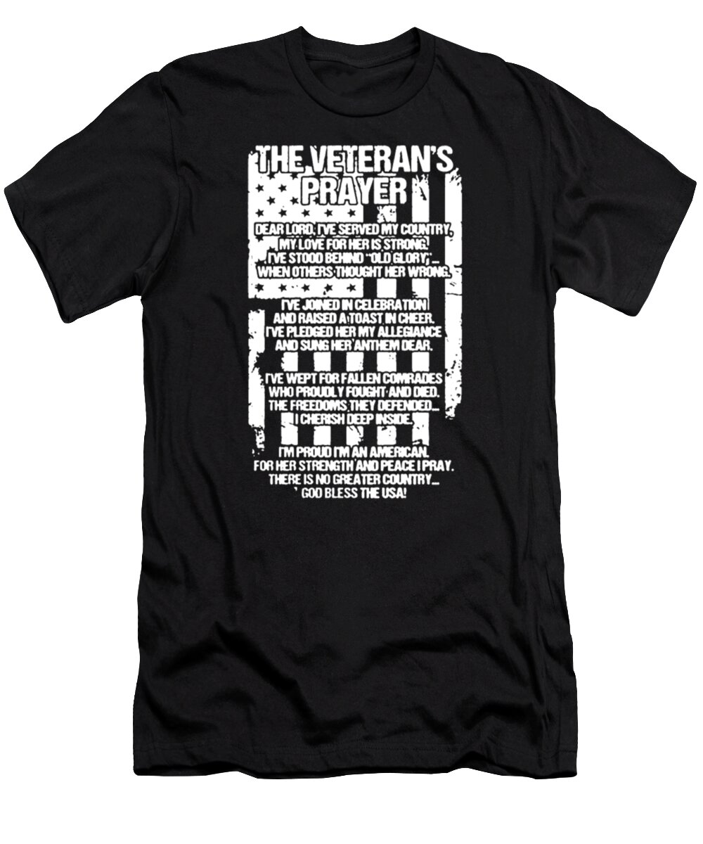 Veteran T-Shirt featuring the digital art The Veteran's Prayer by Tinh Tran Le Thanh