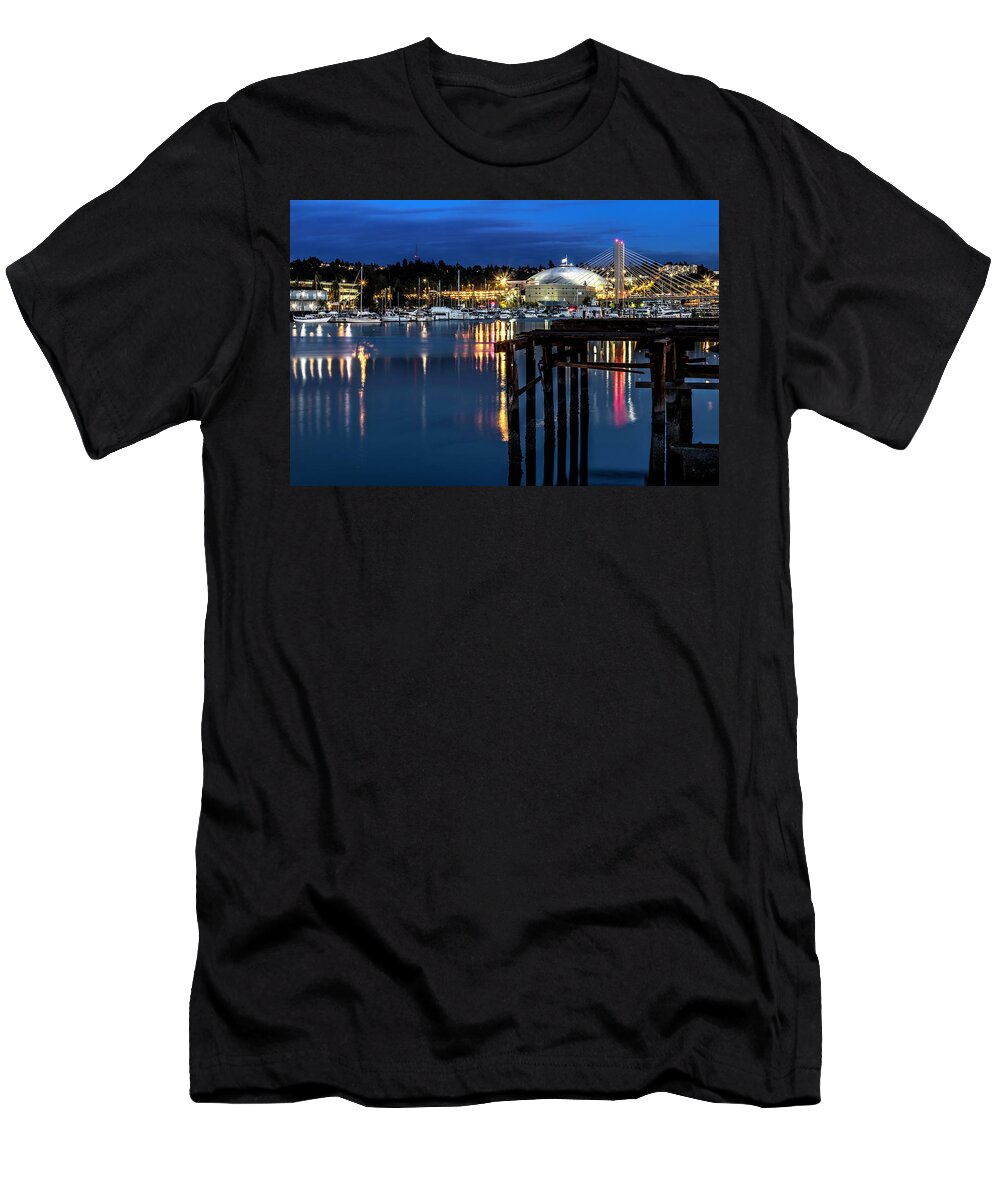 Thea T-Shirt featuring the photograph Thea Foss and T-Dome Blue Hour by Rob Green