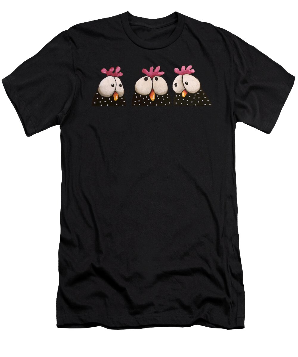Chicken T-Shirt featuring the painting Three Ladies gossip by Lucia Stewart