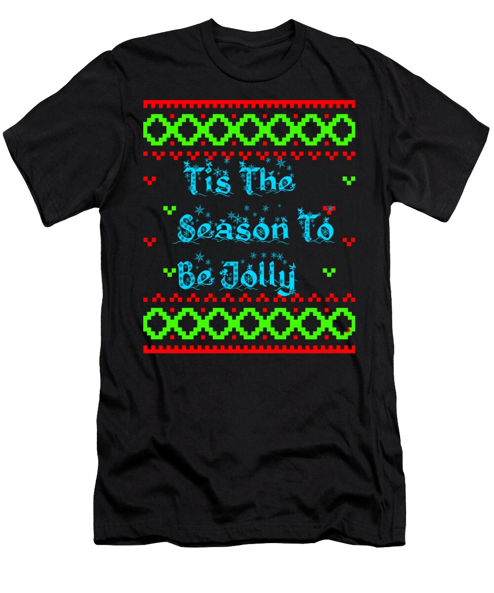 Colorful T-Shirt featuring the digital art Tis The Season to be jolly by Lin Watchorn