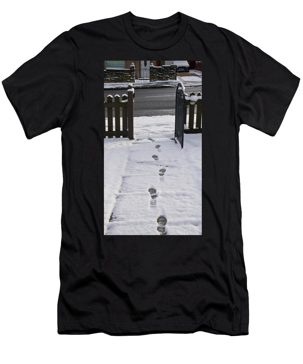 Traces On Snow T-Shirt featuring the photograph Traces in the Snow by Elena Perelman