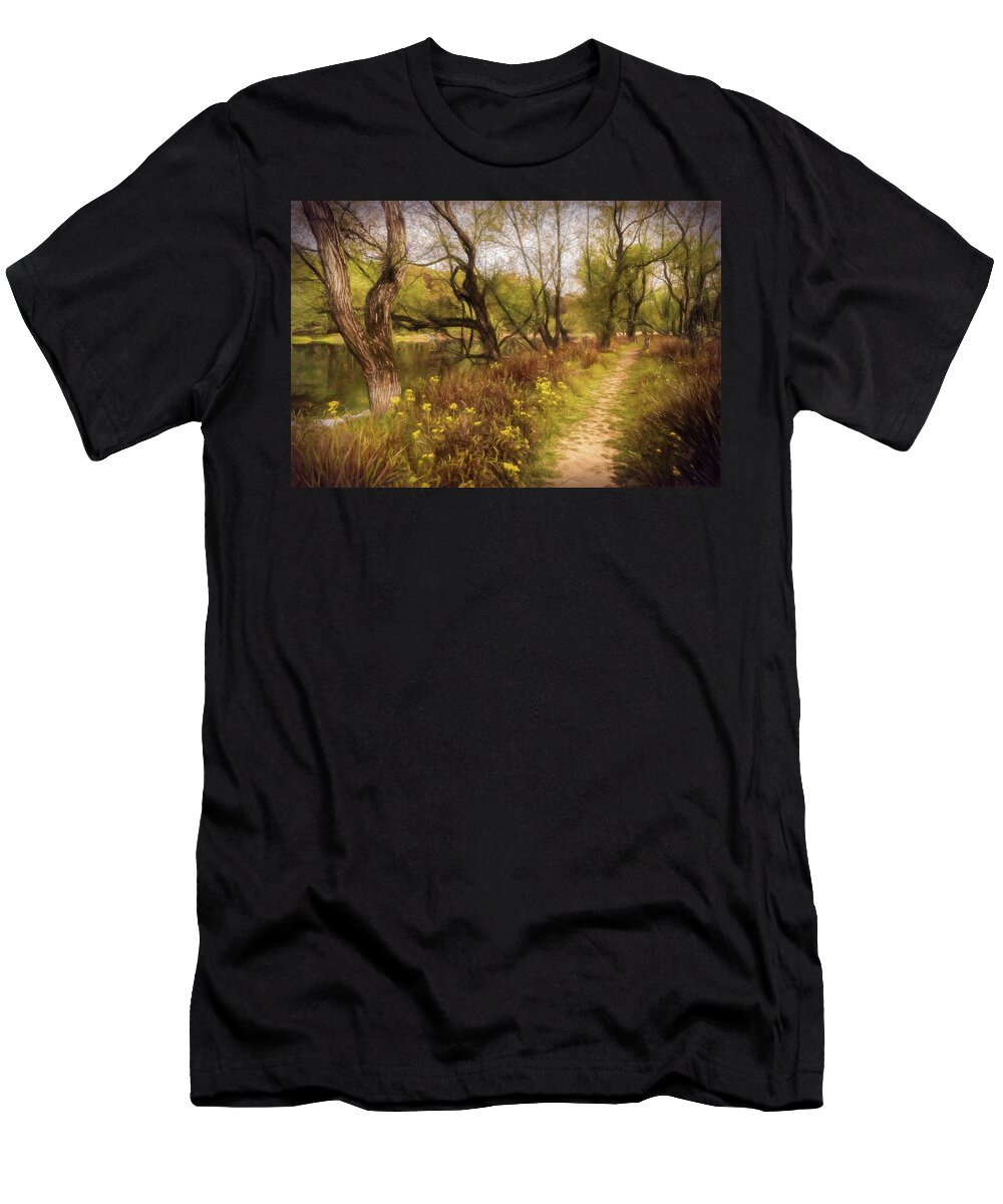 Trail T-Shirt featuring the photograph Trail through the Wildflowers Painting by Debra and Dave Vanderlaan