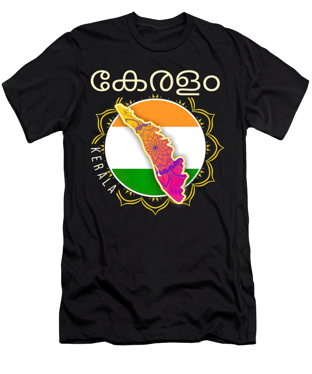 Mandala T-Shirt featuring the digital art Travel India Kerala Malayalam with a Mandala by Tinh Tran Le Thanh
