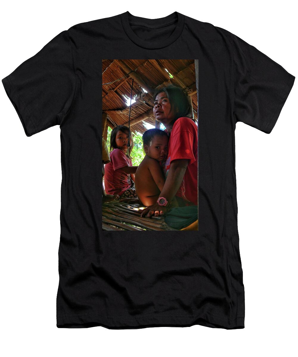 Tribal Mother T-Shirt featuring the photograph Tribal mother with children by Robert Bociaga