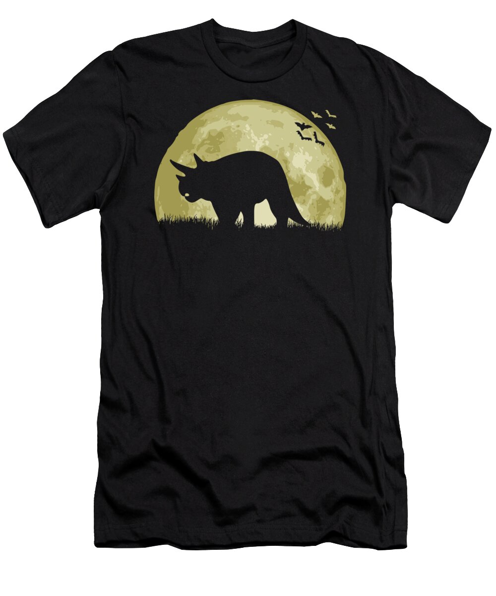 Triceratops T-Shirt featuring the digital art Triceratops Full Moon by Filip Schpindel