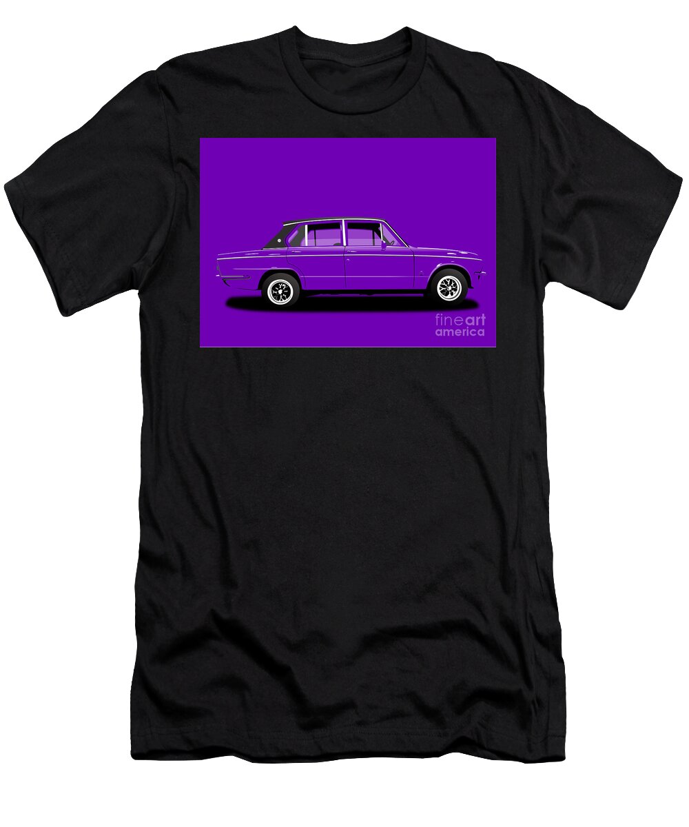 Sports Car T-Shirt featuring the digital art Triumph Dolomite Sprint. Purple Edition. Customisable to YOUR colour choice. by Moospeed Art