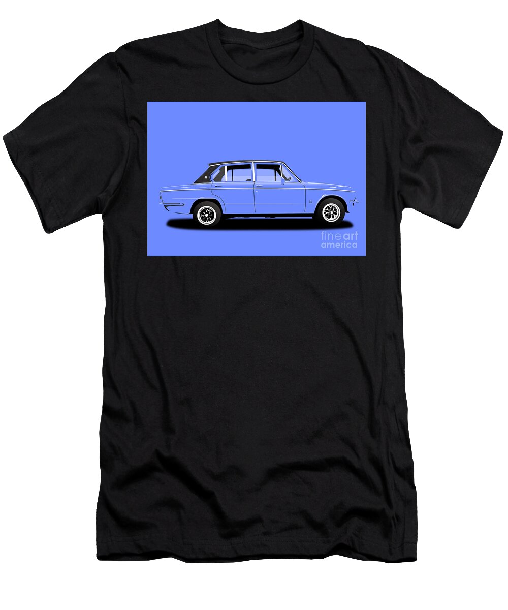 Sports Car T-Shirt featuring the digital art Triumph Dolomite Sprint. Sky Blue Edition. Customisable to YOUR colour choice. by Moospeed Art