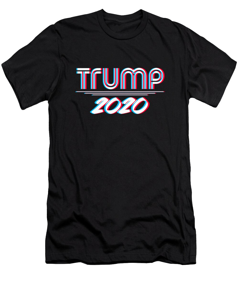 Republican T-Shirt featuring the digital art Trump 2020 3D Effect by Flippin Sweet Gear