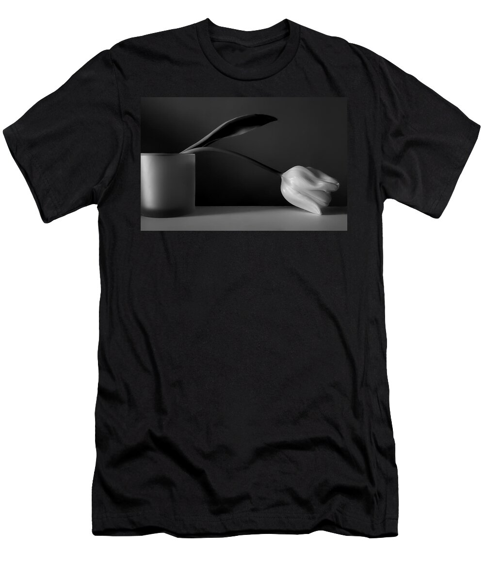 Art T-Shirt featuring the photograph Tulip Still Life Black and White by Joan Han