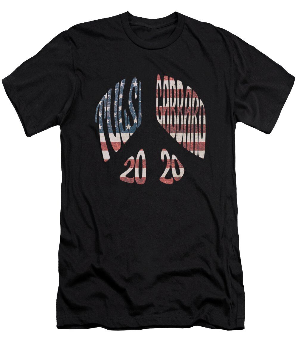 Election T-Shirt featuring the digital art Tulsi Gabbard Peace in 2020 US Flag by Flippin Sweet Gear