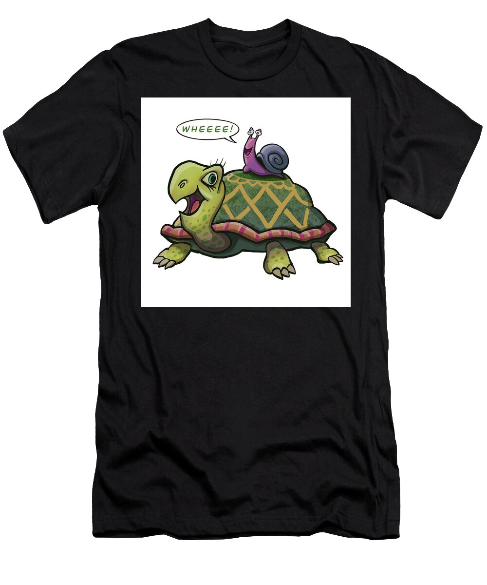 Turtle Snail T-Shirt featuring the digital art Turtle and Snail by Don Morgan