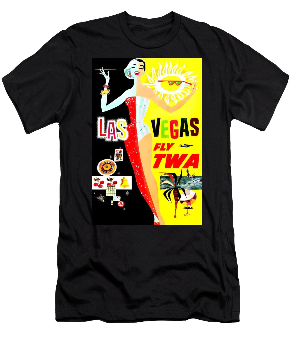 Travel Poster T-Shirt featuring the digital art TWA Las Vegas Travel Poster by Susan Hope Finley