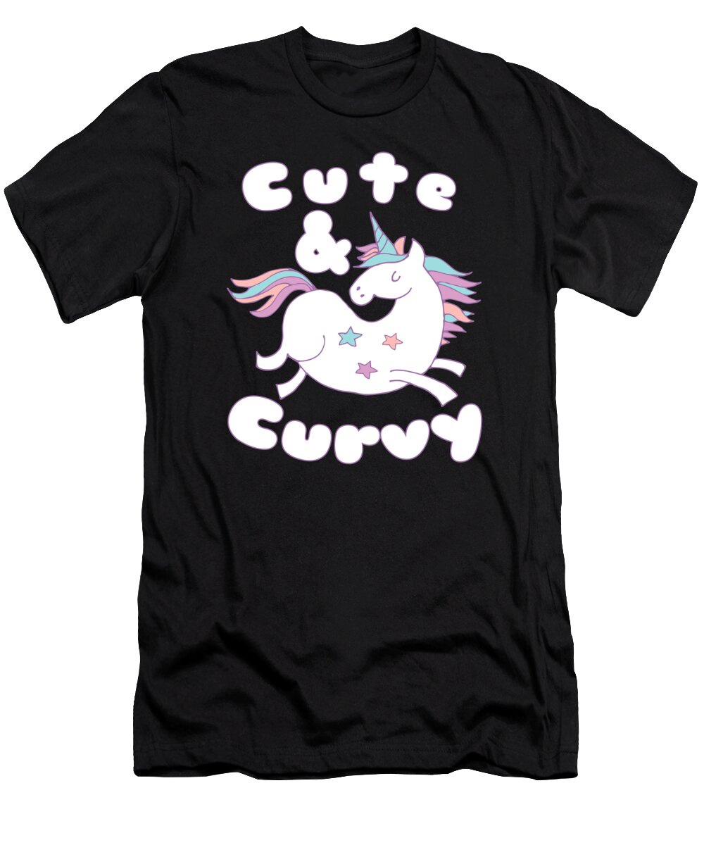 Fantasy T-Shirt featuring the digital art Unicorn cute and curvy by Jacob Zelazny
