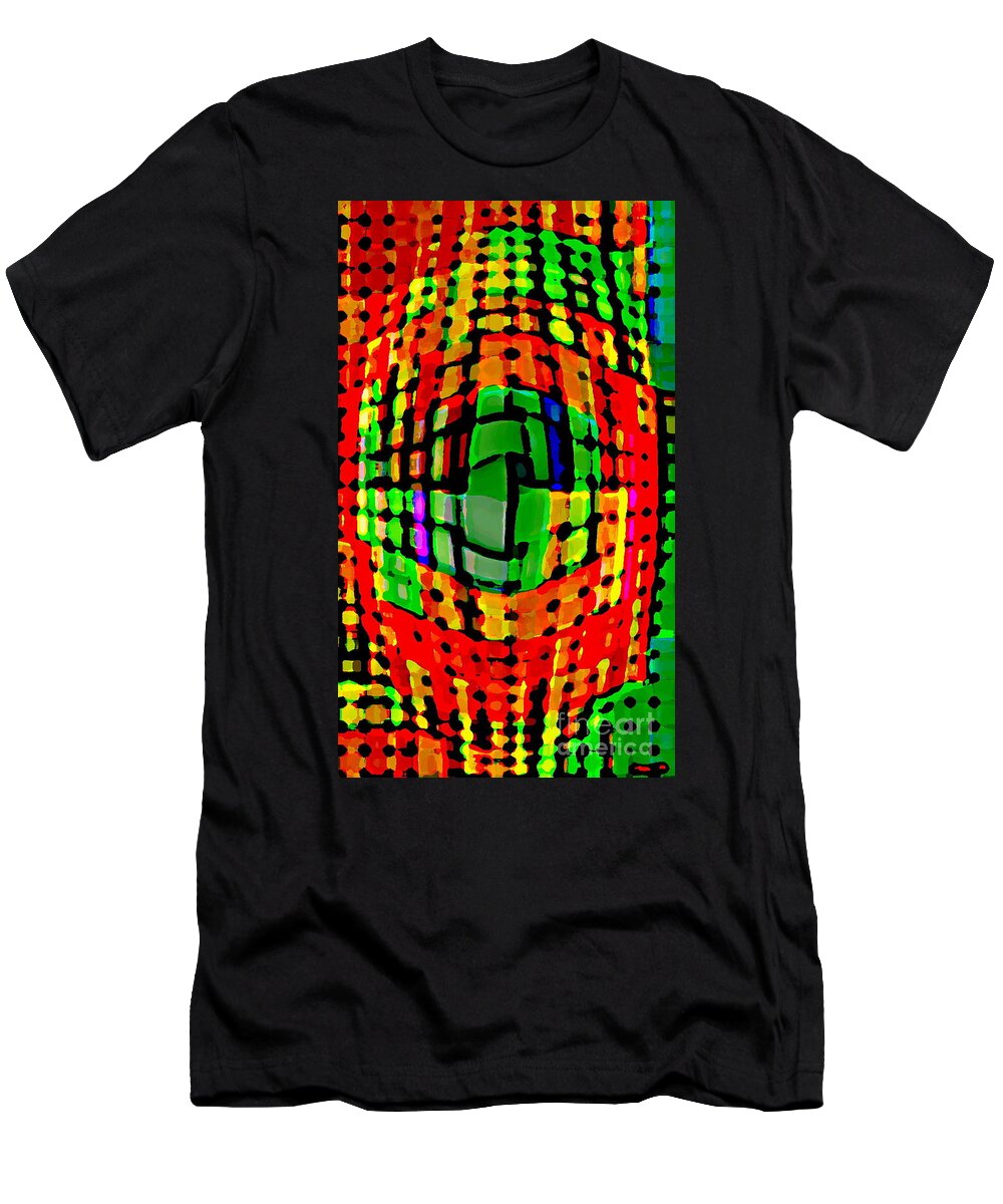Bold And Colorful Cubistic Design Wearable Fine Art Happy Geometric Customized By C Spandau Artist T-Shirt featuring the painting Bold And Colorful Cubistic Design Wearable Fine Art Happy Geometric Customized By C Spandau Artist by Carole Spandau