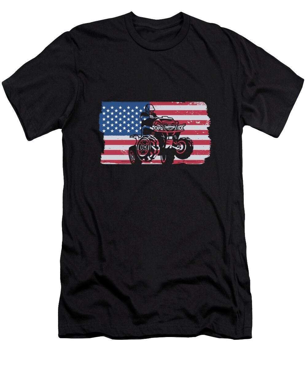 Off Road T-Shirt featuring the digital art US Flag American Quad Racing Offroad ATV Gift by Thomas Larch
