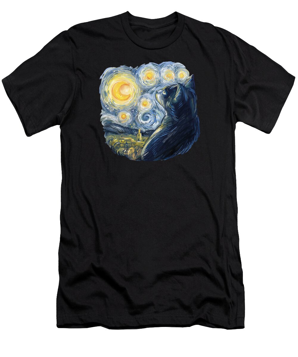 Cat Lover T-Shirt featuring the digital art Van Gogh Cat by Me