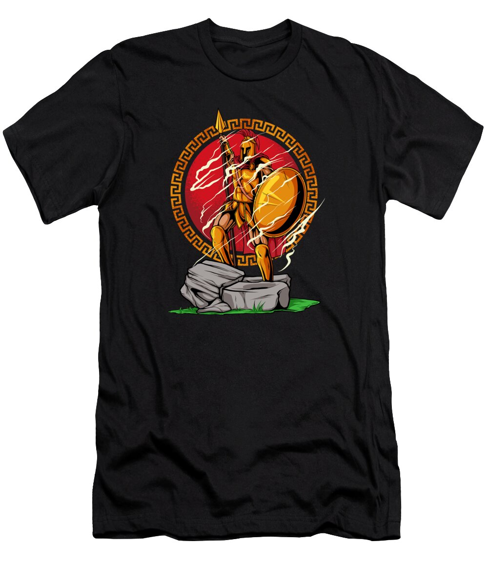 Fitness T-Shirt featuring the digital art Victorious Spartan Warrior Heroic Pose by Mister Tee