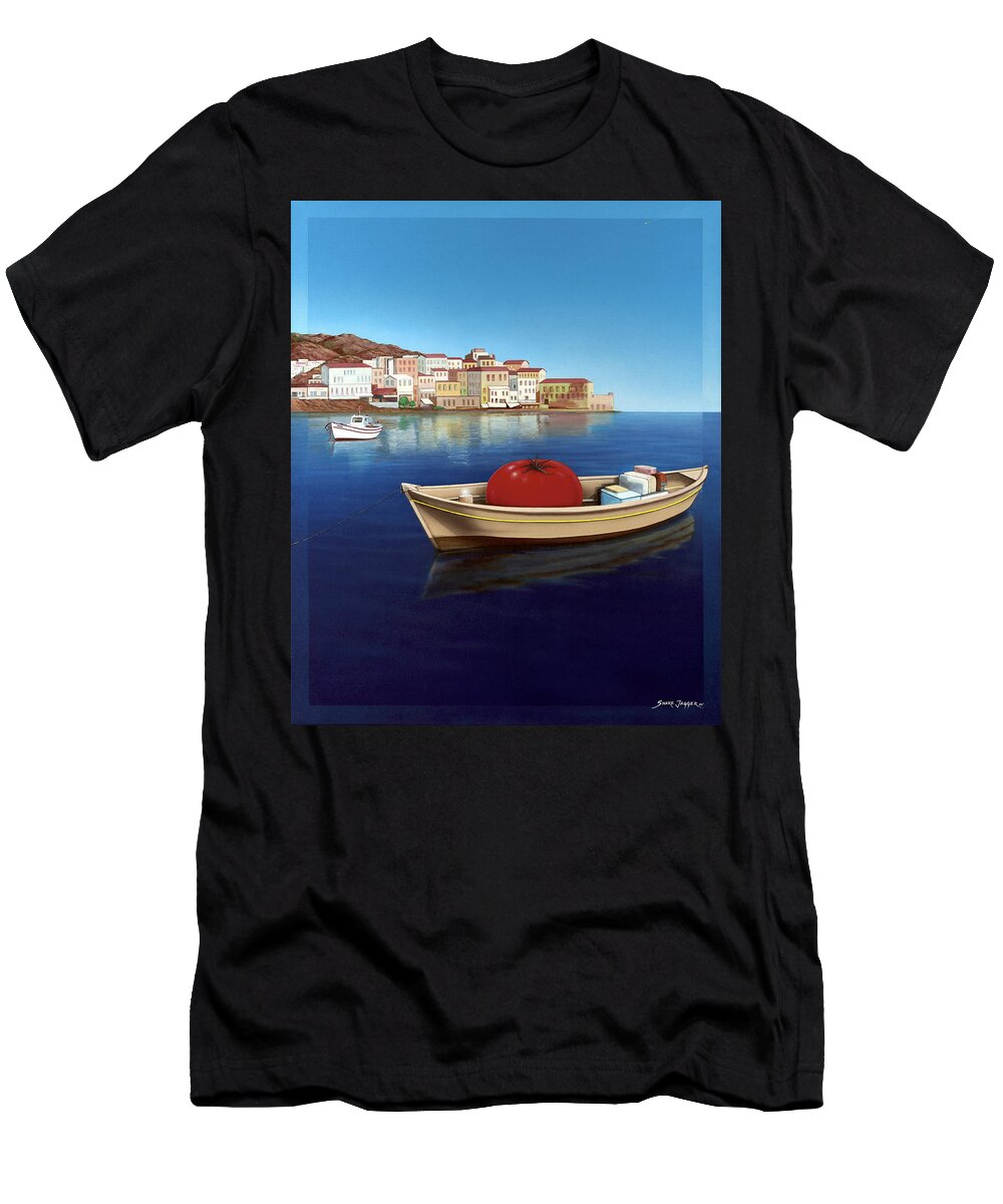 Mediterranean T-Shirt featuring the painting Vine Ripened by Snake Jagger