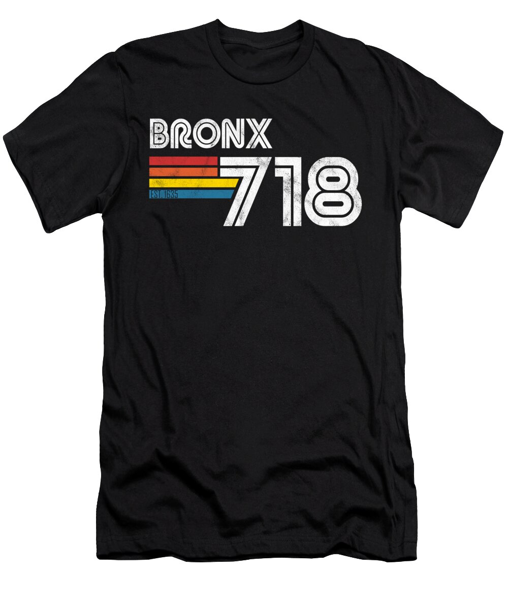 Usa T-Shirt featuring the digital art Vintage Bronx 718 New York Gift USA America City by J M