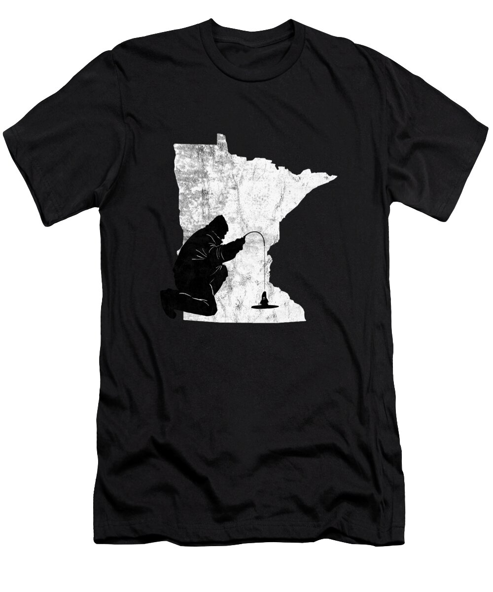 Vintage Minnesota Ice Fishing Fishermen Tee T-Shirt by Noirty