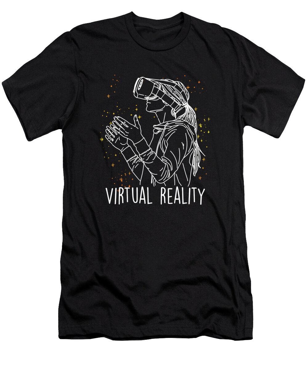Gamer T-Shirt featuring the digital art Virtual Reality VR Gaming Gamer Geek Nerd Gift by Thomas Larch