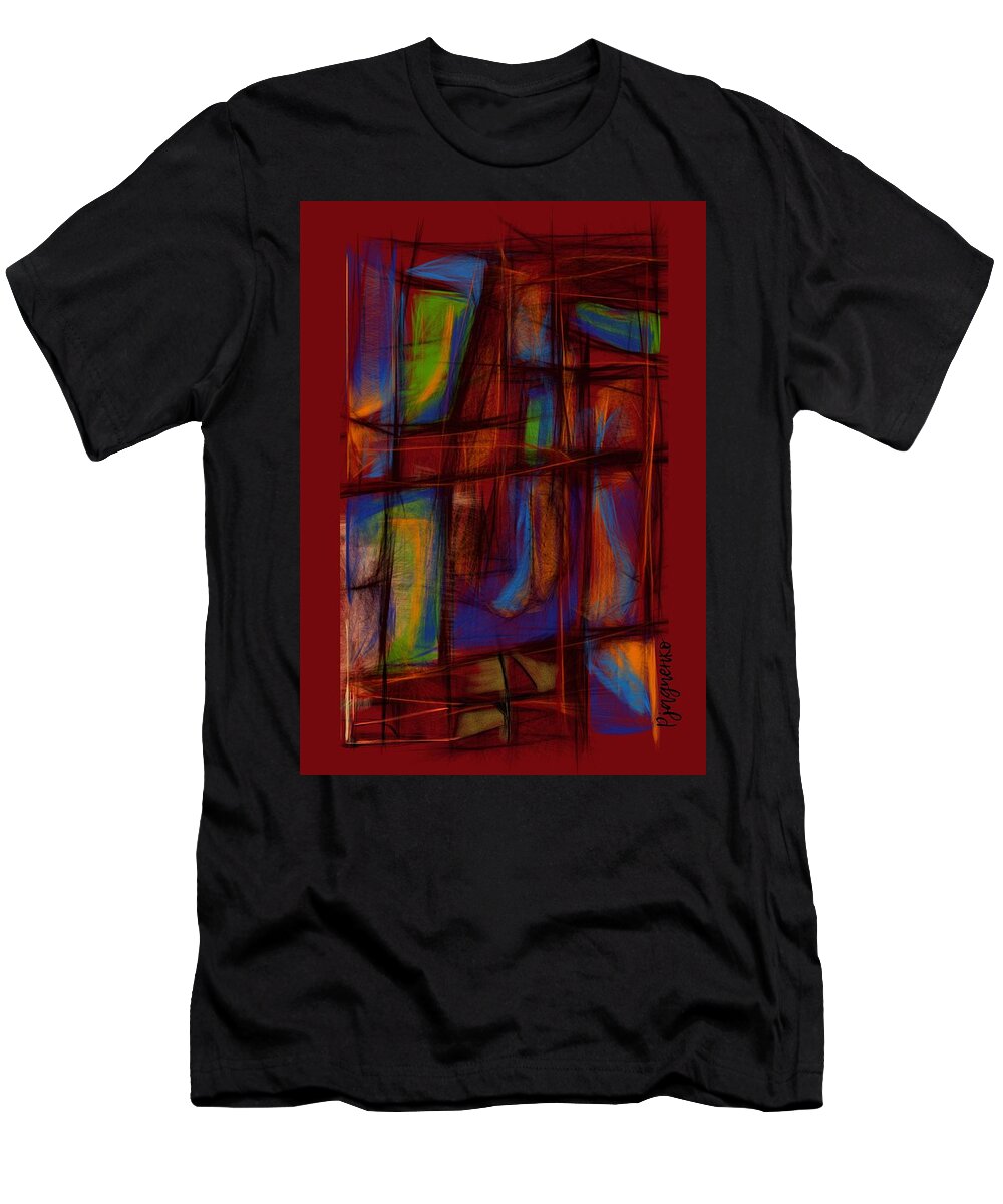 Vitrage T-Shirt featuring the digital art Vitrage #12 by Ljev Rjadcenko