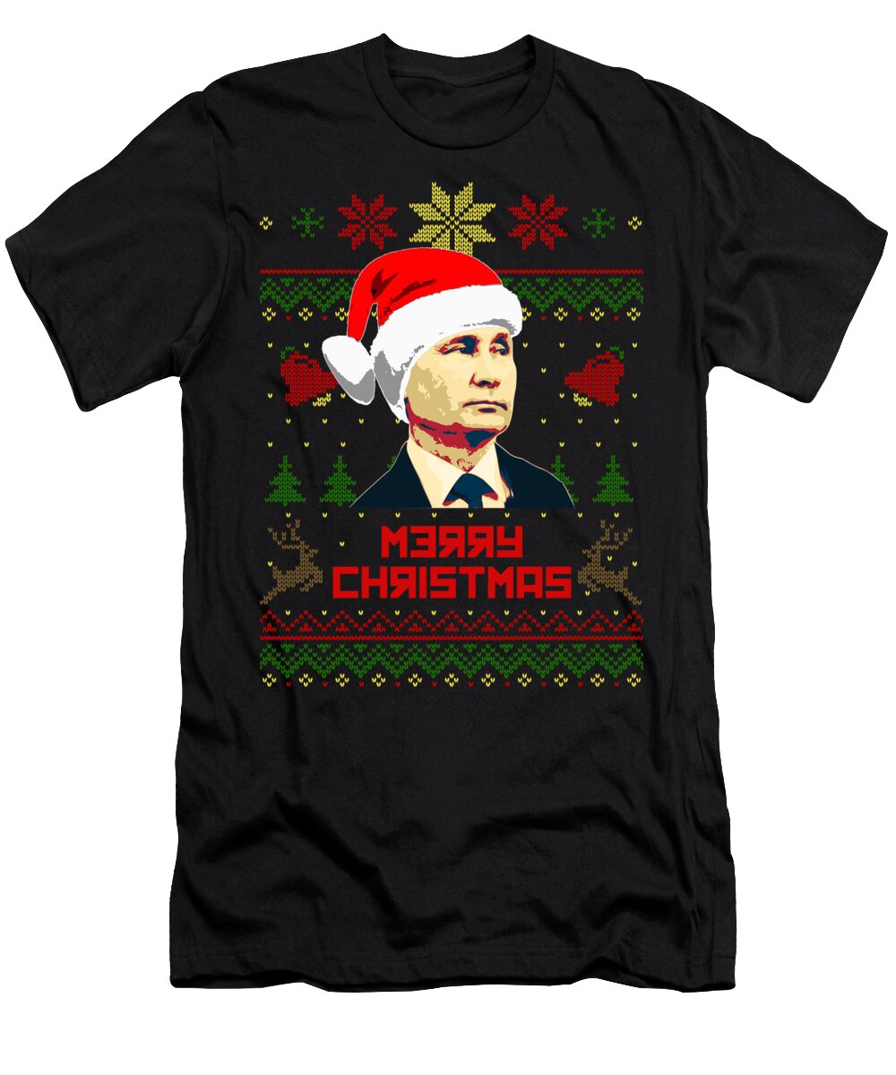 Santa T-Shirt featuring the digital art Vladimir Putin Merry Christmas by Filip Schpindel