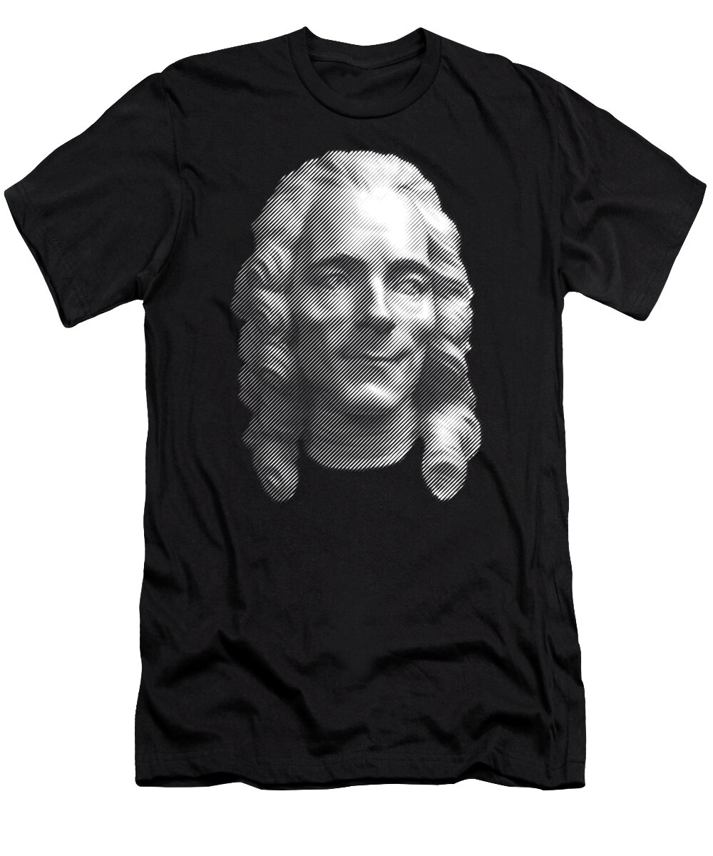Voltaire T-Shirt featuring the digital art Voltaire portrait by Cu Biz