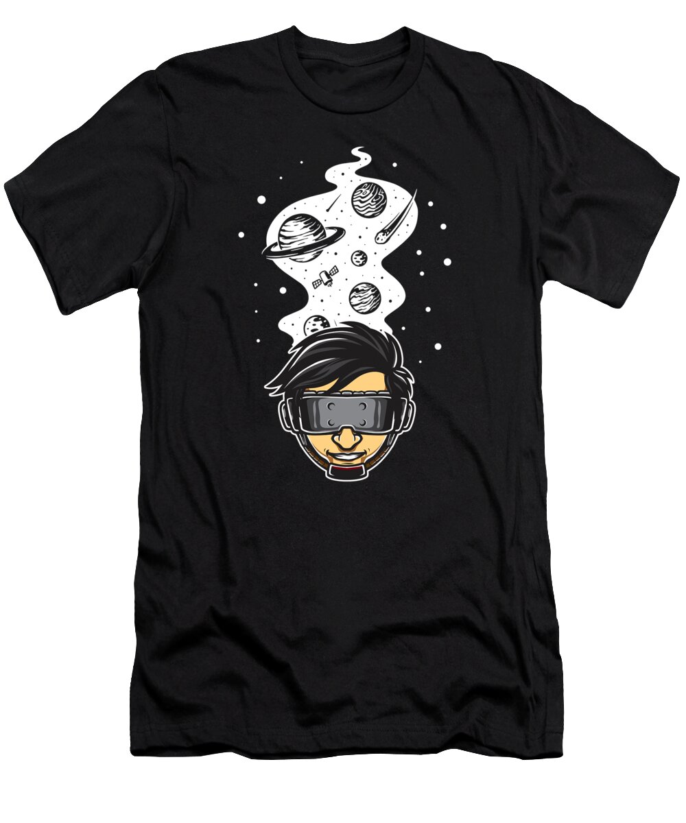 Gamer T-Shirt featuring the digital art VR Astronaut Space Virtual Reality Gamer Gaming Gift by Thomas Larch