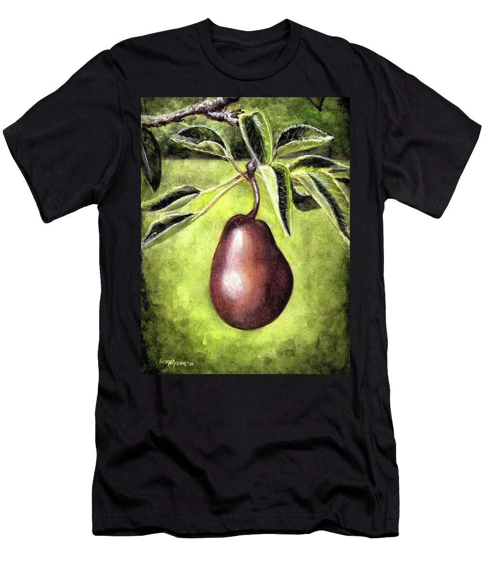 Pear T-Shirt featuring the painting Waiting to be Picked by Shana Rowe Jackson