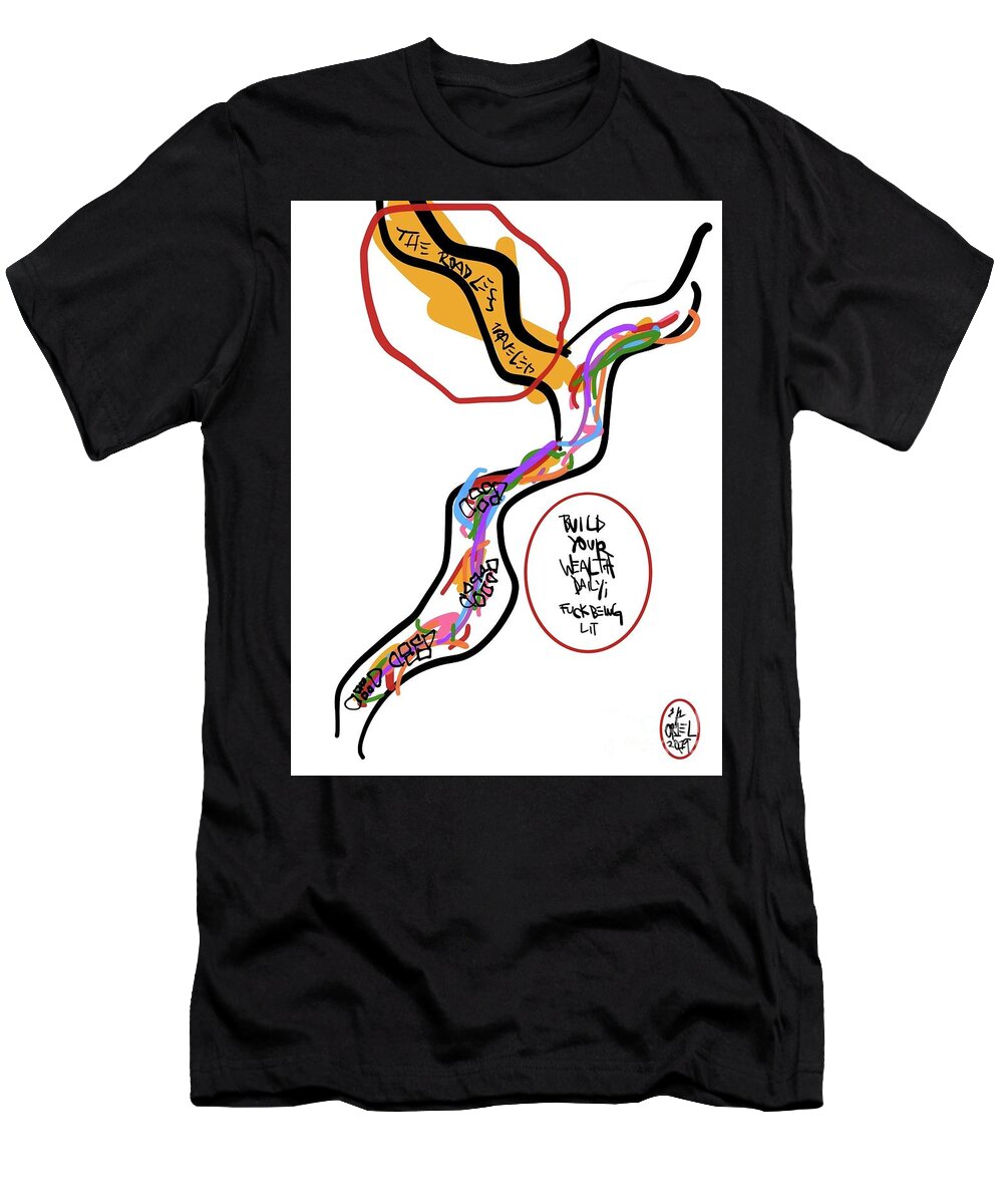  T-Shirt featuring the painting Walk Alone by Oriel Ceballos