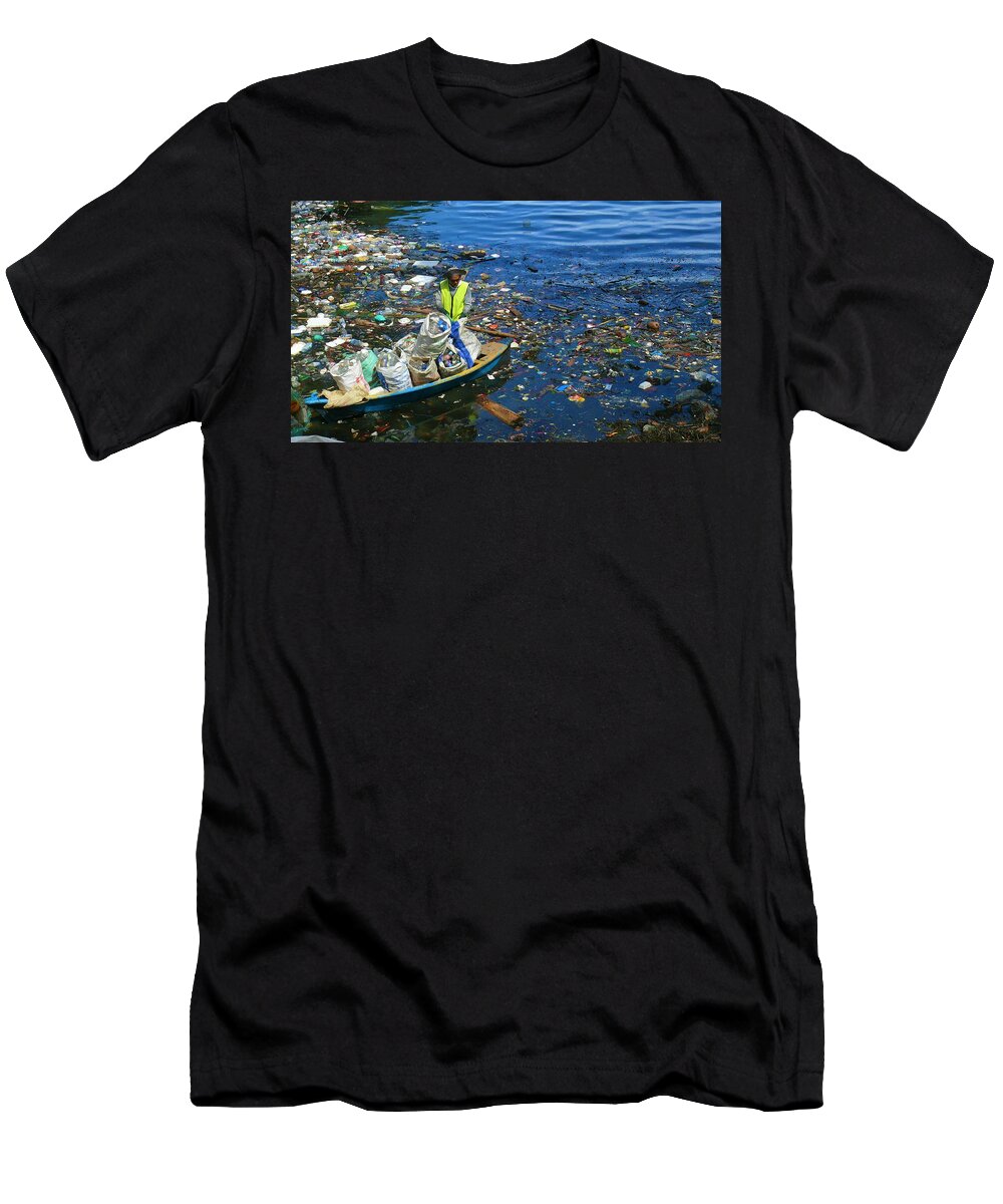 Trash T-Shirt featuring the photograph Washed-up trash collection by Robert Bociaga