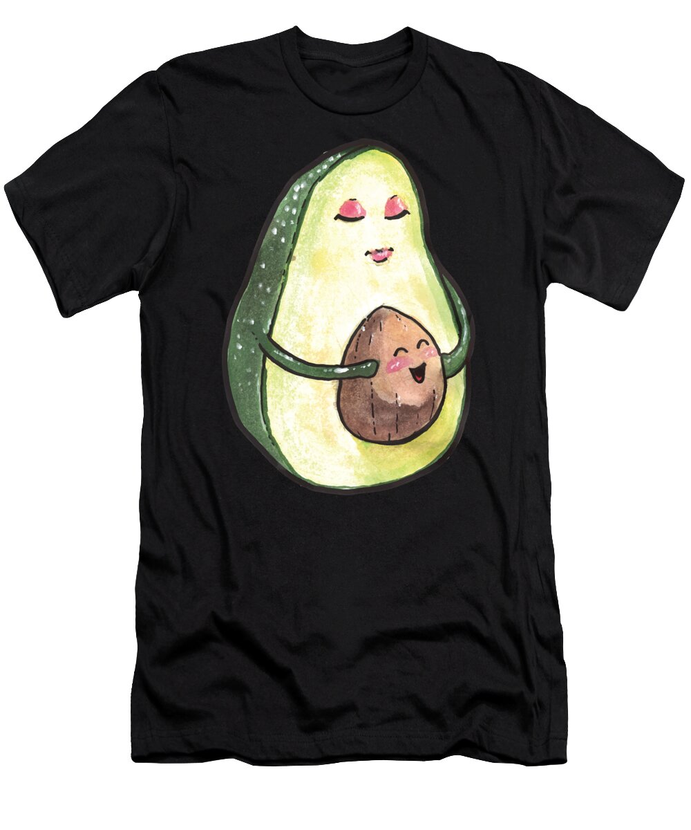 Pregnancy T-Shirt featuring the digital art Watercolor Avocado with Pit by Jacob Zelazny