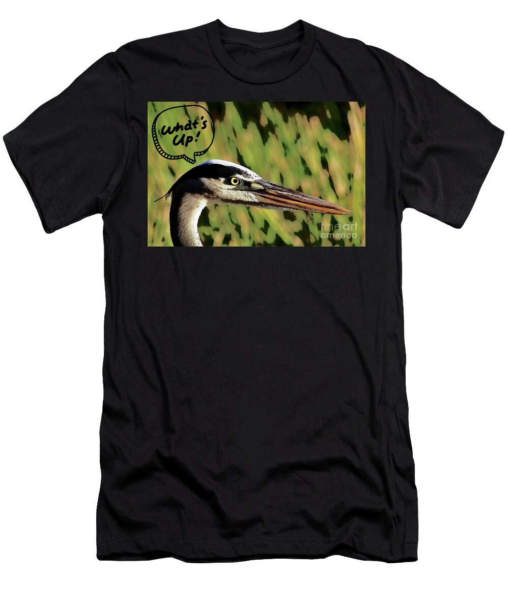 Heron T-Shirt featuring the photograph What's Up? by Joanne Carey