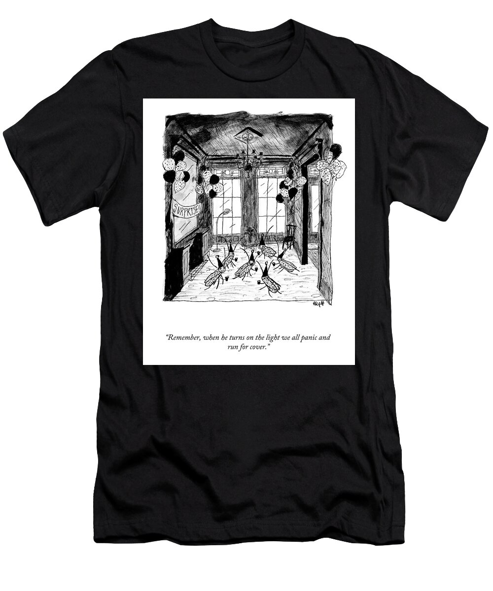 “remember T-Shirt featuring the drawing When he Turns on the Light by Roland High