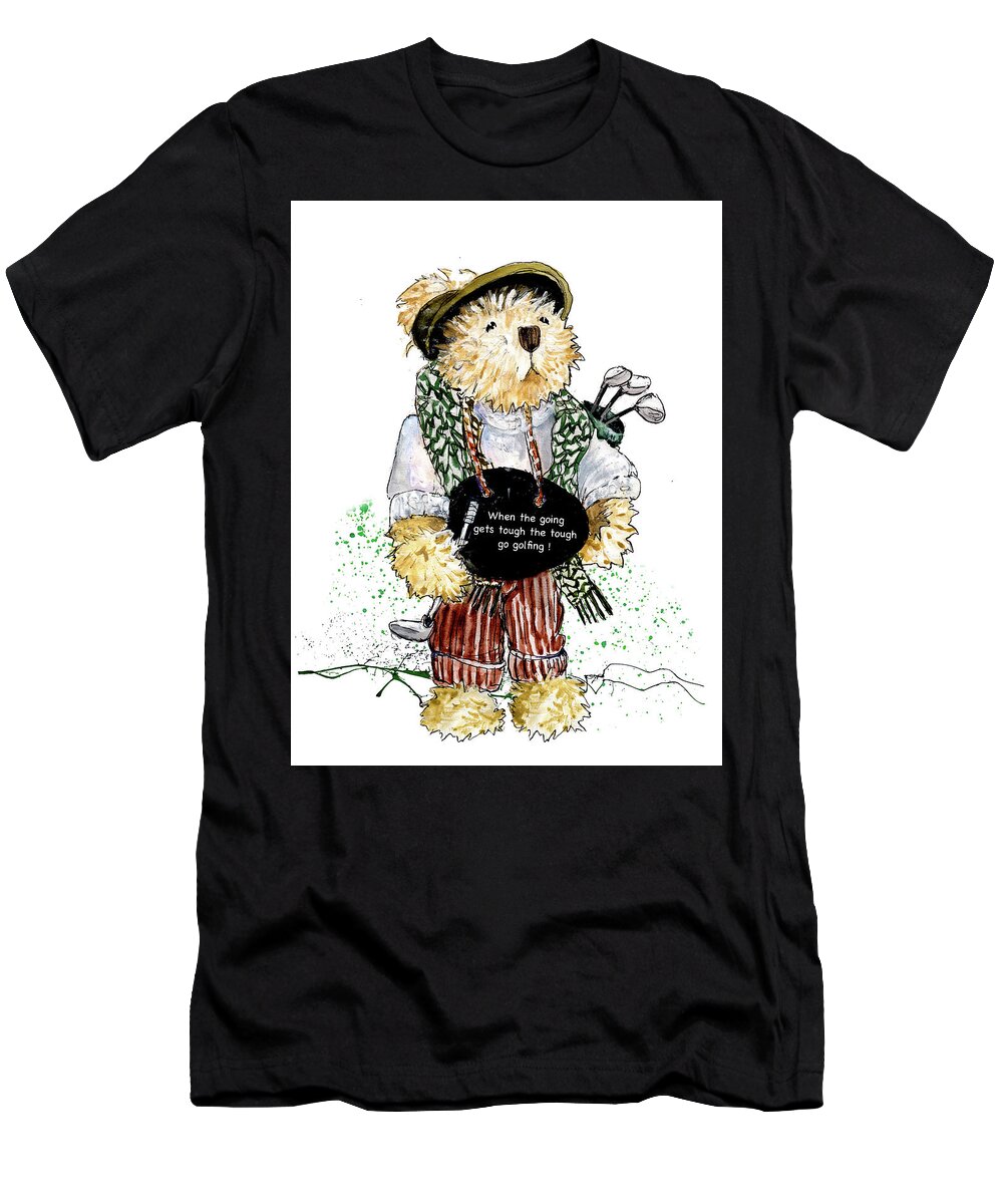 Bear T-Shirt featuring the painting When The Going Gets Tough 02 by Miki De Goodaboom