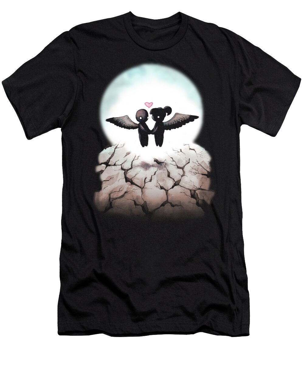 Love T-Shirt featuring the drawing When The World Comes Crashing Down by Ludwig Van Bacon