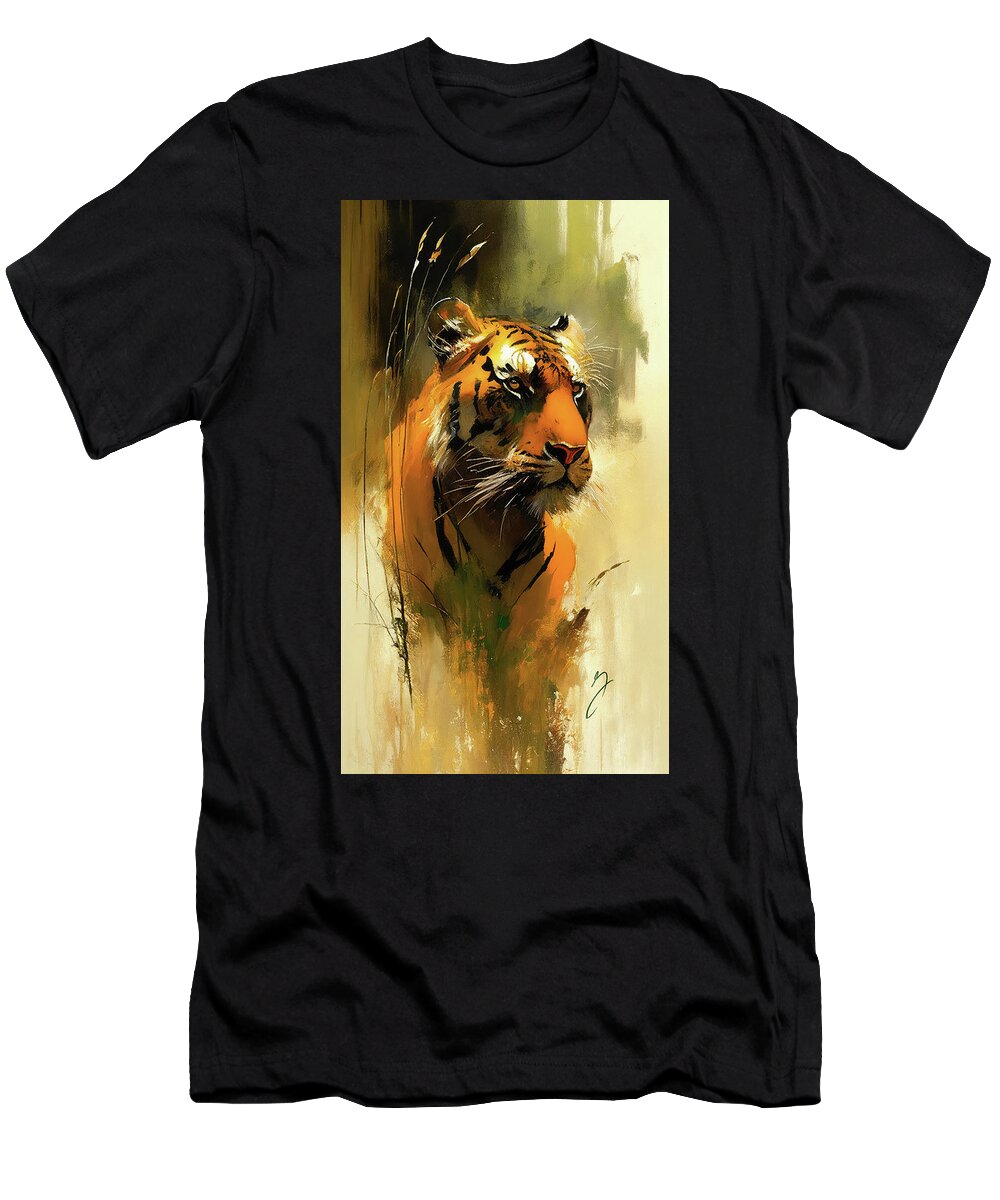 Tiger T-Shirt featuring the painting Wild Heart by Greg Collins