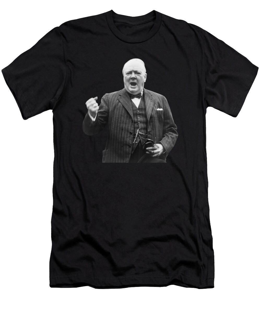 Churchill T-Shirt featuring the photograph Winston Churchill Campaigning - 1945 by War Is Hell Store