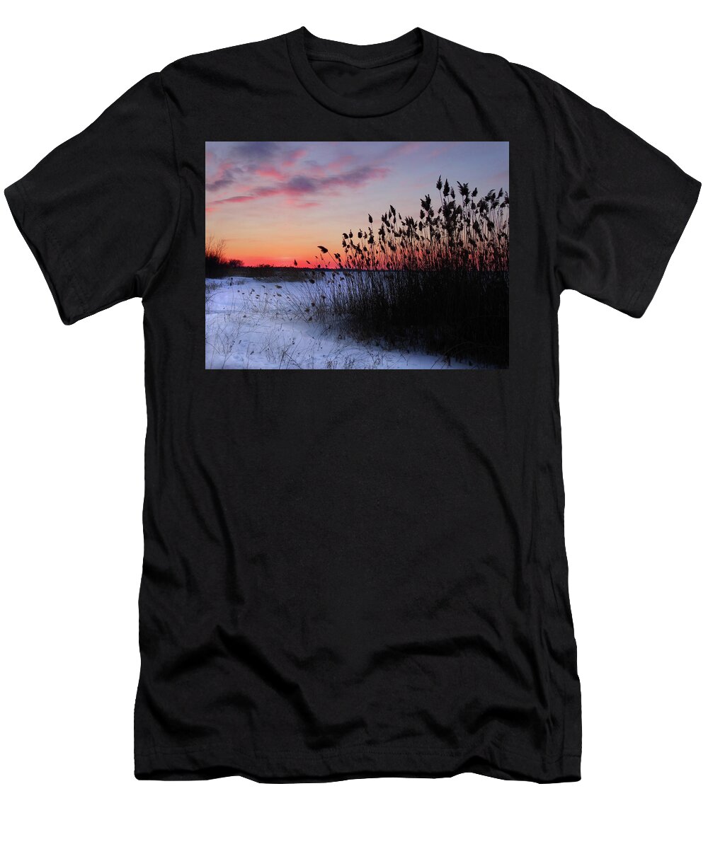 Winter Sunset T-Shirt featuring the photograph Winter Sunset on the Bay 2 by David T Wilkinson