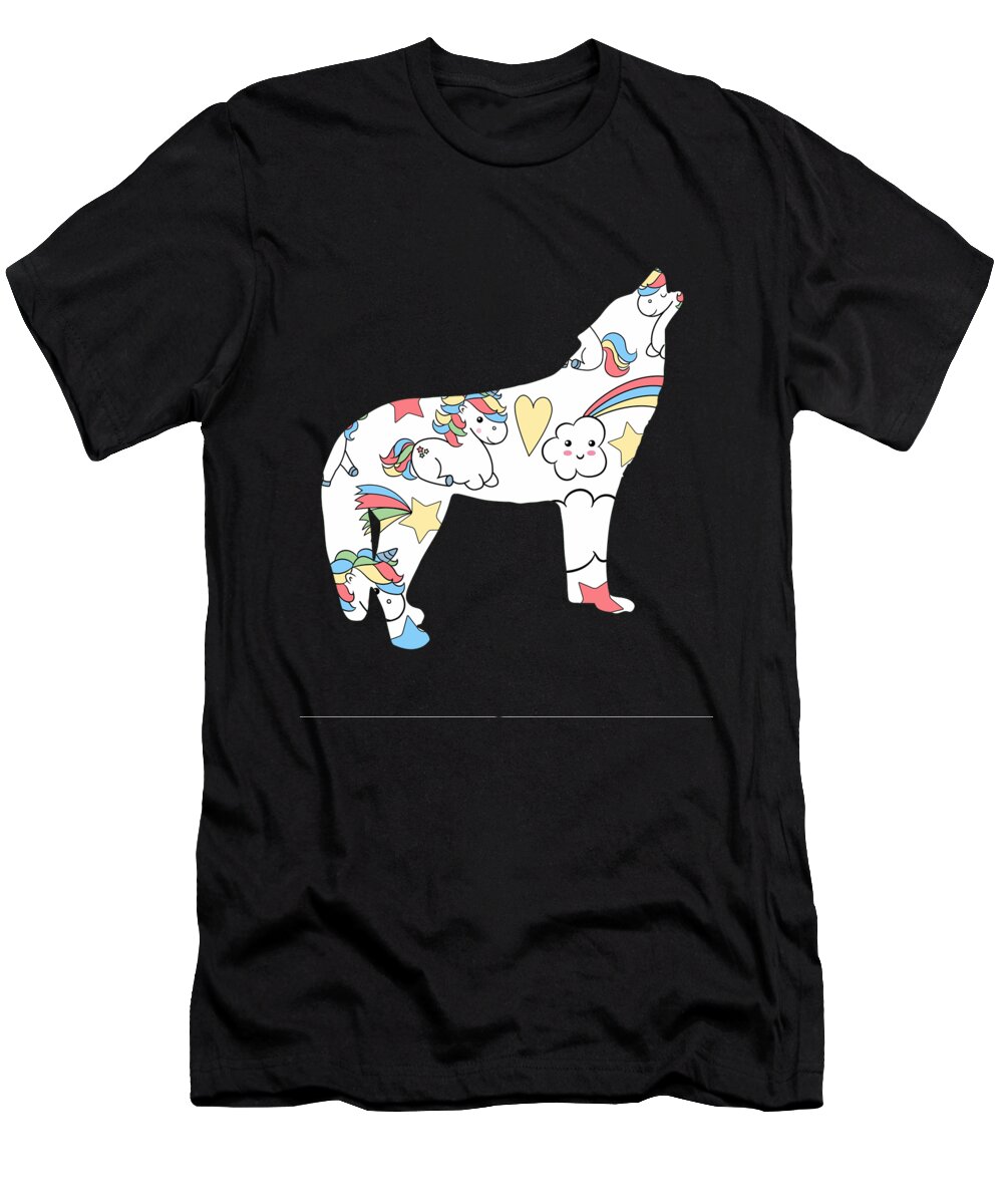 Animal T-Shirt featuring the digital art Wolf Dog Animal 670 by Lin Watchorn