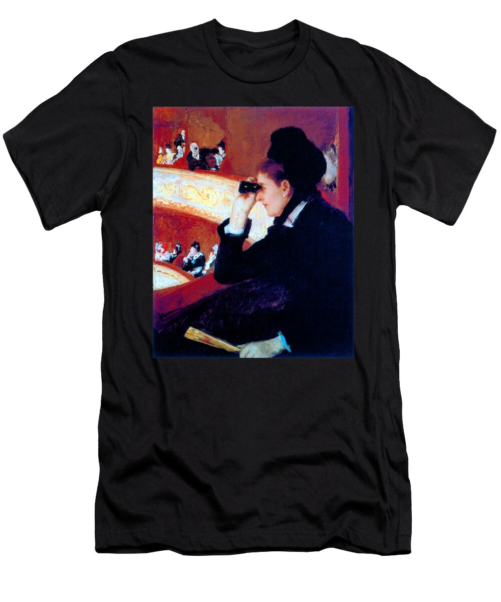 Cassatt T-Shirt featuring the painting Woman in Black at the Opera 1879 by Mary Stevenson Cassatt
