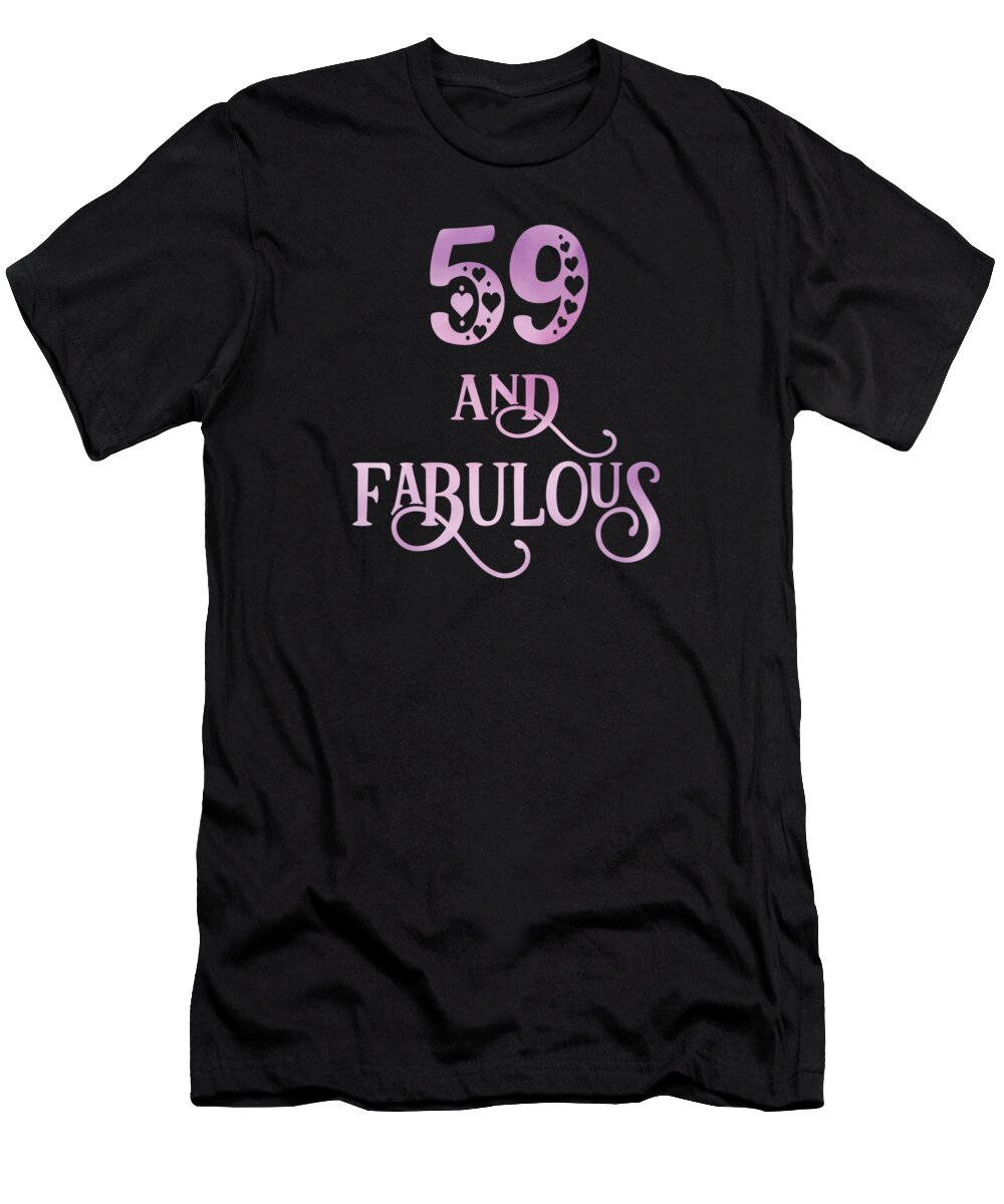 Women 59 Years Old Fabulous 59th Party design T-Shirt Art Grabitees Pixels