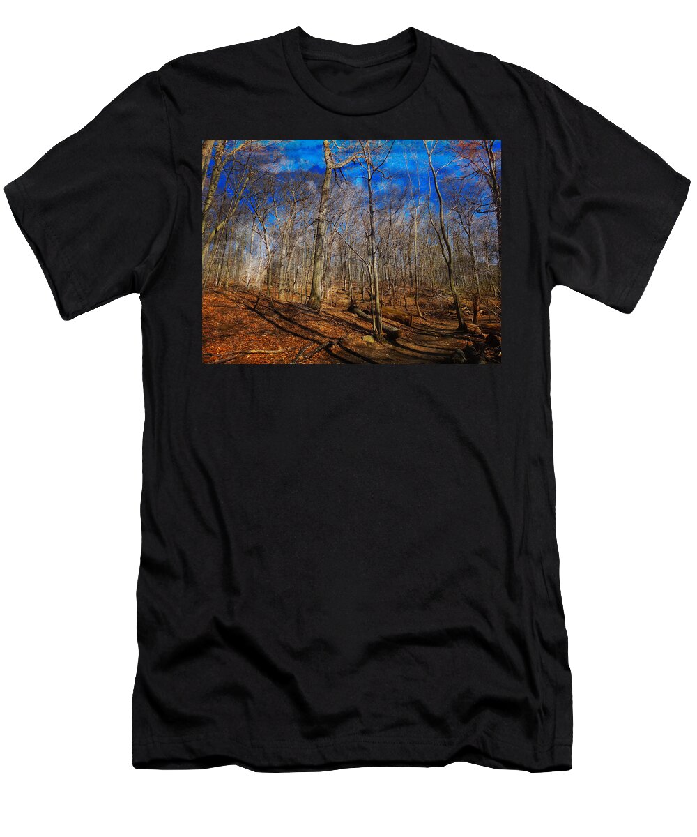 Woods T-Shirt featuring the digital art Woods with Deep Blue Sky by Russel Considine